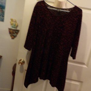 Poly Black Top w/Metallic Red Allover Threads - L